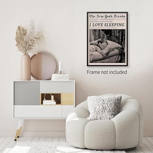 VERENIX Retro Black and White Feminist Wall Art Newspaper Aesthetic Canvas Posters Vintage Funky Girl Sleeping Prints for Girly Dorm Bedroom Wall Decor 12x16 inch Unframed thumbnail 3