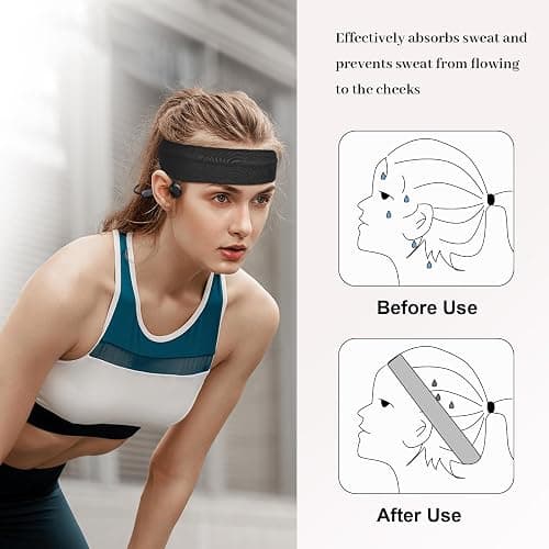 AWUMBUK Stirnband Damen Sport, 8 Pack Haarband Schwarz Haarbänder Damen Herren Antirutsch Stirnbänder Elastisch Headband Unisex Hair Band Sport Yoga Workout Laufen Fitness Gym Haarschmuck thumbnail 3