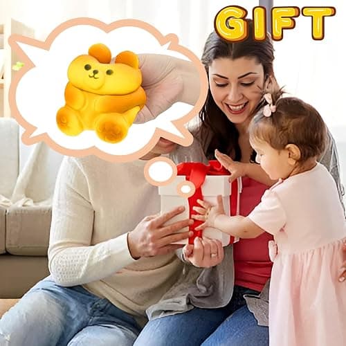 funnysquee Cute Bear Squishies Toy Super Soft Slow Rising Animal Bears Bread Birthday Gift for Kids,Kawaii Stress Relief Squeeze Toy (Cute Bear Bread) thumbnail 5