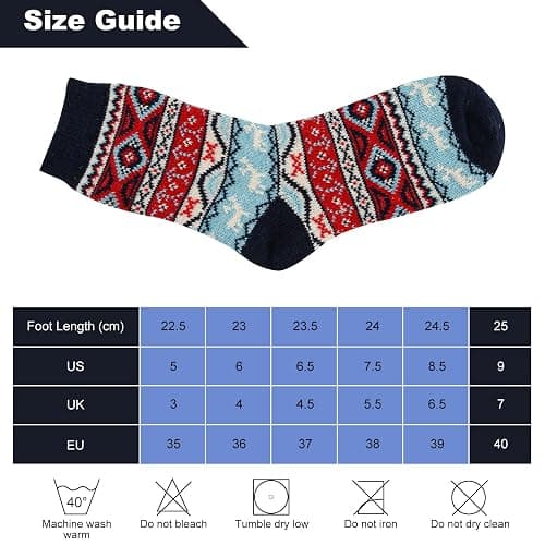 LKV 5 Pairs Wool Socks for Women - Cute Fuzzy Warm Colorful Crew Socks for Women Winter Christmas Stocking Stuffers Gifts thumbnail 7
