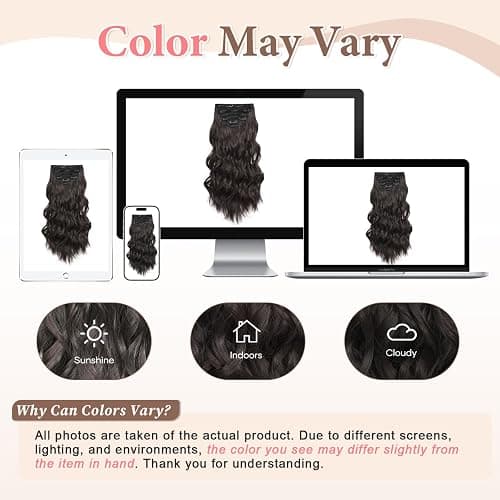 Fliace Clip in Hair Extensions for Women Dark Brown Long Wavy Hair Extensions Clip Ins 6PCS 24 Inch Synthetic Soft and Natural Thick Hair Pieces for Women thumbnail 9