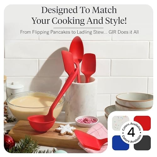 GIR: Get It Right 5 Piece Silicone Essentials Kitchen Utensils Set - Ladle, Spatula, Flip, Spoon & Spoonula - Non-Toxic Cooking Utensils for Nonstick Cookware, Cooking and Baking - Charcoal thumbnail 6
