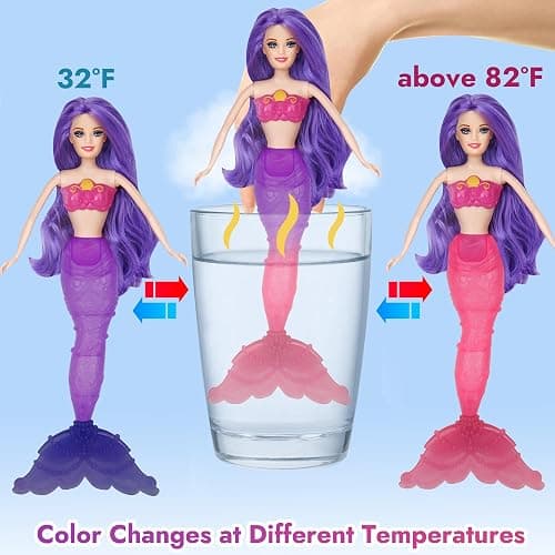 BETTINA Magical Color Changing Mermaid Doll, Princess Mermaid Toy with Seahorse & Dolls Accessories - Vibrant Purple Hair and Transforming Tail, Mermaid Gifts Toys for Girls Aged 3-7 thumbnail 3