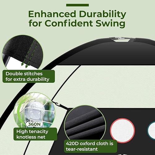 TS Golf- Golf Practice Net - 10x7ft - XL Tri-Turf Golf driving net and Mat, 3 Balls, 3 Rubber Tees, Carry Bag, golf nets for backyard driving thumbnail 4