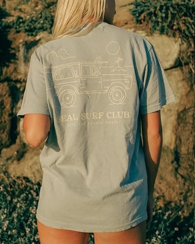 Womens Teens Oversized Graphic Tshirts Y2k Flower Fruit Vintage Tees Beach Surfer Casual Short Sleeve T-Shirts thumbnail 4