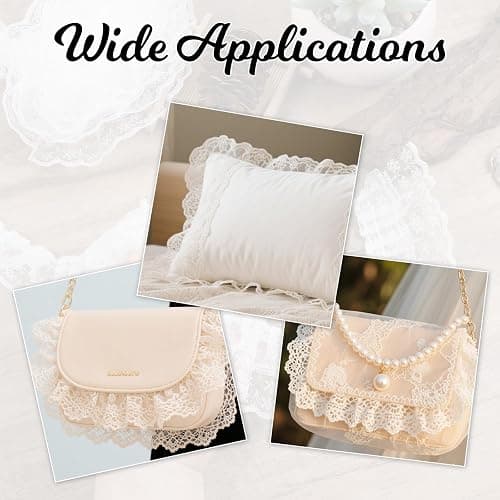 White Lace Ribbon, 2-Layer Pleated Edge White Lace Ruffle Trim for Crafts Sewing DIY, 1.8" x 5.5yd thumbnail 5