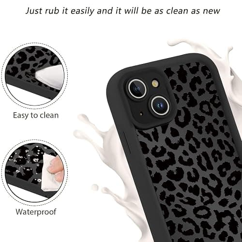 lioscre Cute Cheetah Print Phone Case for iPhone 14 Case 6.1", Aesthetic Luxury Black Leopard Pattern Design Cover Shockproof Soft Slim TPU Full Camera Lens Protective Funda for Women Girls thumbnail 7