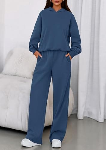 PRETTYGARDEN Womens Sweatsuits 2 Piece Set 2026 Casual Winter Long Sleeve Hoodie Loose Wide Leg Sweatpants Fall Tracksuit thumbnail 8