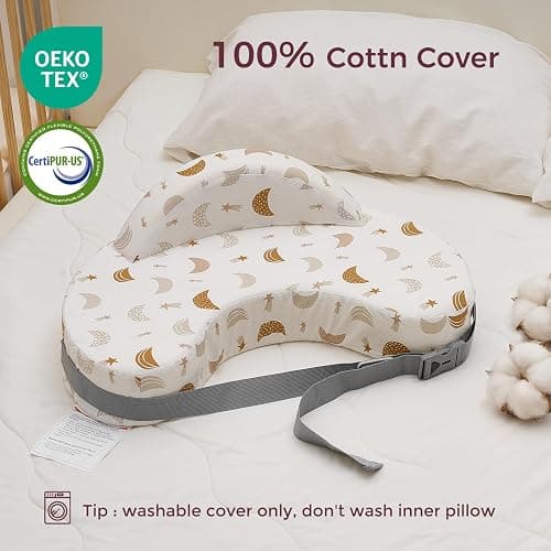 Momcozy Innovative Safety Fence Nursing Pillow - Firm & Springy Memory Foam - Stable, Ergonomic Support & Comfort - Wider Breastfeeding Cushion, Adjustable, Removable Cover, Baby Safety Certified thumbnail 7
