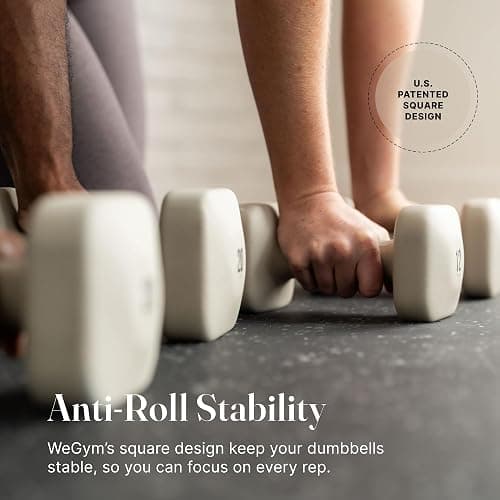 WeGym SafeGrip Square Dumbbells with Anti Slip Handles, Aesthetic Free Weights for Home Workouts, Stable Design Prevents Rolling during Floor Exercises thumbnail 3