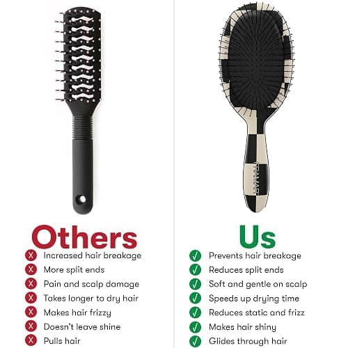 FRAMAR Checkered Print Hair Brush Detangler – Wet Hair Brushes For Women, Womens Hair Brush, Black and White Checkered Hair Accessories, Hairbrush For Women, Cepillos Para Cabello – Detangle Brush thumbnail 6