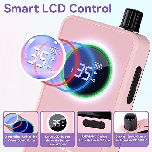 Makartt Rechargeable Nail Drill – 35000RPM Electric Nail File,Portable E File for Gel Nail Shaping & Removal, Quiet, Lightweight, 6H Battery, Easy to Use for Home & Salon, YEEYAN thumbnail 3