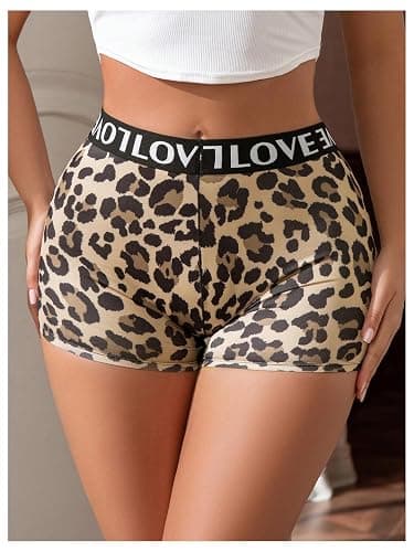 SOLY HUX Women's Leopard Boxer Panties Letter Print High Waisted Boyshort Panty Underwear thumbnail 3