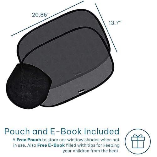 Enovoe Car Window Shades for Baby (2 Pack) - 21x14 Inches Sun Shade Blocker, Cling - Glare Shield and UV Rays Protection for Your Child - Side Windows Screens for SUV- Mesh Window Shades for car Baby - 21x14'' - 2 thumbnail 2