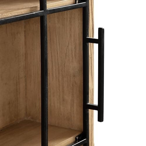 Kate and Laurel Megara Decorative Wooden Hanging Arched Wall Cabinet with Door for Open Storage; 16 x 5 x 24; Natural Wood and Black; Wooden Floating Wall Bathroom Cabinet for Above Toilet Storage thumbnail 9