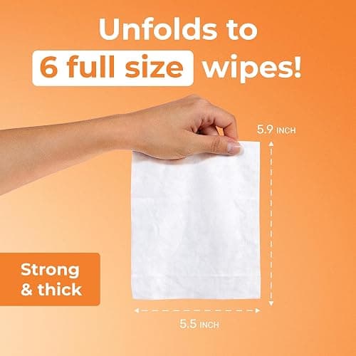 Impossibly Compact Travel Wipes - 99.5% Water - Safe for Sensitive Skin & Hypoallergenic, Resealable, Thick & Durable - For Adults & Kids - Unscented, 10 Pack Total 60 Wipes thumbnail 3