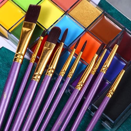 UCANBE Athena Face Body Paint Oil Makeup Set, 20 Colors FX Halloween Party Painting with Stainless Steel Mixing Palette and Spatula Tool,10 pcs Artist Paintbrushes,Tattoo Stencil Arts Crafts kit thumbnail 5
