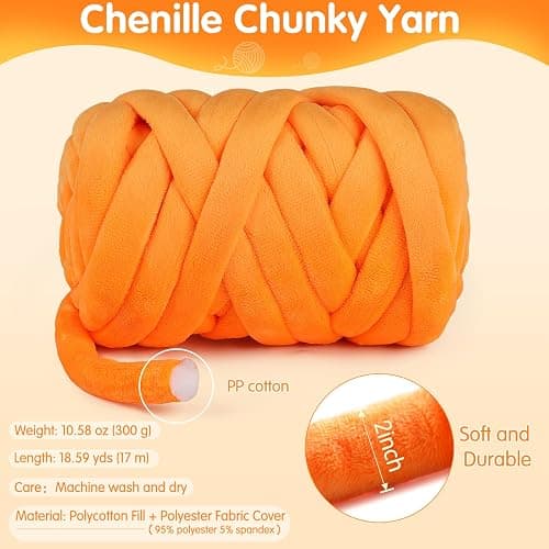 Chunky Yarn for Hand Knitting- Velvet Chenille Tube Yarns- Jumbo Yarns for Blankets, Pet Beds, Machine Washable (0.66 Lb/18.59 Yd), Easy No-Tool Arm Knitting & Crochet Project Yarn, Misty Blue thumbnail 2