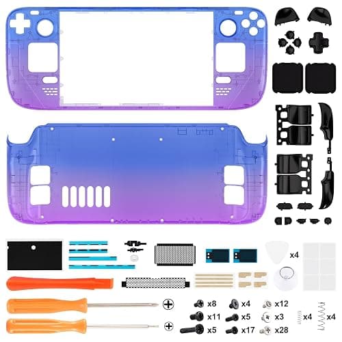 eXtremeRate Gradient Translucent Bluebell Faceplate Back Plate Shell for Steam Deck LCD, Handheld Console Replacement Housing Case, Custom Full Set Shell with Buttons for Steam Deck - Console Without thumbnail 2