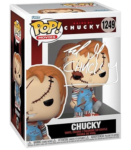 Brad Dourif Chucky #1249 Facsimile Signed Reprint Laser Autographed Funko POP! Movies Bride of Chucky Figurine with Protector Case - Image 1