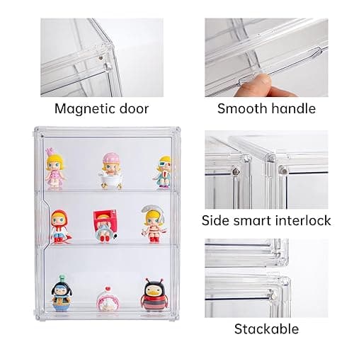 BOHOIDEE 3 Tiers Clear Display Case for Figures, Acrylic Storage Organizers Box with Magnetic Door, Wall-Mounted Dustproof Showcase for Collectibles Action Figure thumbnail 7