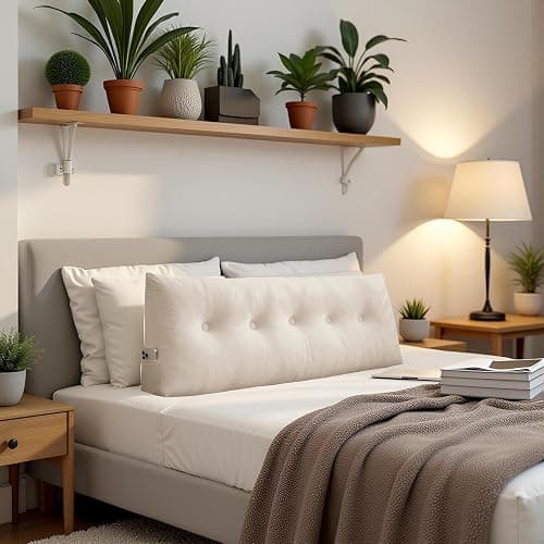 UUluhao Triangular Headboard Pillow Twin Dorm Bed Bolster Cushion Headboard Wedge Pillows Aqua Green,39 * 4.7 * 15.7in Large Wedge Cushions for Sitting in Bed thumbnail 7