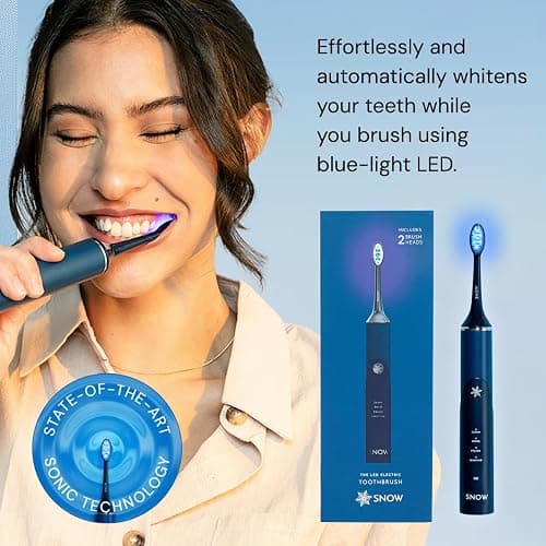 SNOW LED Whitening Electric Toothbrush | Dentist-Designed Electric Toothbrush for Adults | Sonic Technology, LED Light, Modes, Timer, Rechargeable Plaque Removal & Teeth Whitening Polar Blue Gen2 thumbnail 3