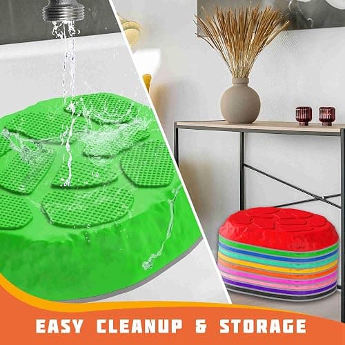 TECKMICO 10-Pack Stepping Stones for Kids,Non-Slip Balance Stones Obstacle Course Coordination Game Encourage Toddler Balance Gross Motor Skills Toys for Kids Ages 3-8 thumbnail 4