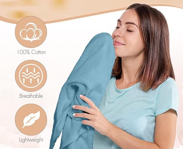 ECO Towels 6-Pack Bath Towels - Extra-Absorbent - 100% Cotton - 27in x 54in - Towels for Bathroom - Extra Large Shower Towels thumbnail 2