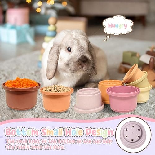 starfa lab 8 Pcs Stacking Cups for Small Animal Toys,Nesting Rabbit Toys of Different Sizes,Safe Plastic Colorful Nesting Toys for Bunny Guinea Pig Hiding Food and Playing (Purple) thumbnail 3