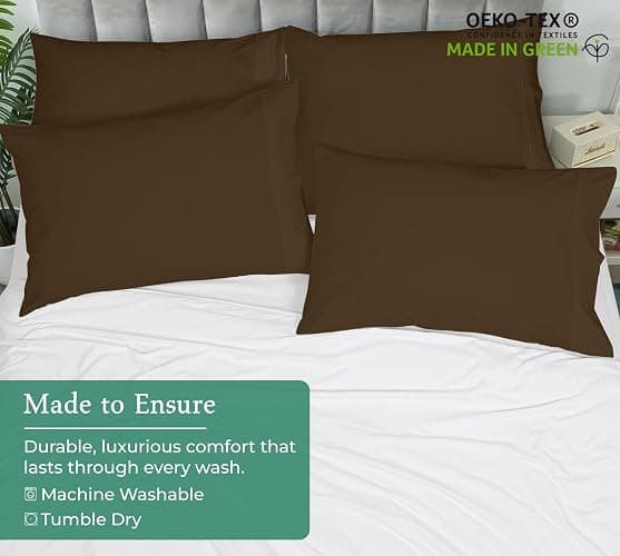 Royale Linens Standard Pillowcase Set of 2 Bed Pillow Case 20x26 Inch Brown Pillowcases 1800 Brushed Microfiber Wrinkle and Fade Resistant Soft and Cozy Standard Size (Hours, thumbnail 9
