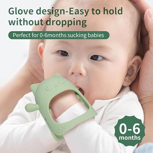 AQXYTK 3 Pack Baby Teething Toys for 0-6 6-12 Months, Food Grade Silicone Teething Mitten for Babies, Anti Drop Wrist Hand Teethers, Baby Chew Toys for Sucking Needs, Infant Teething Relief, Macaron thumbnail 5