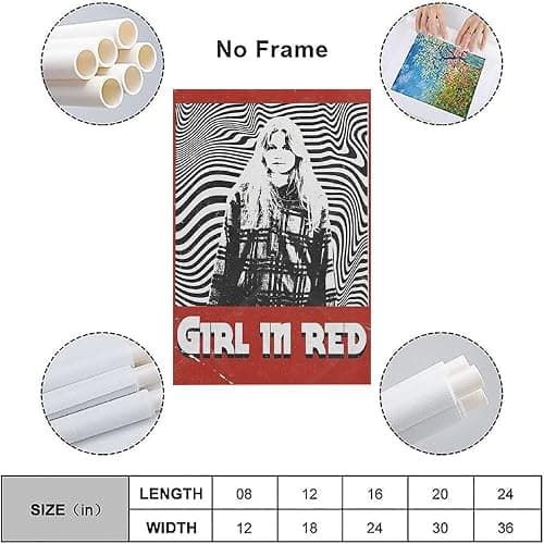 hoxaooi Girl In Red Poster Jahrgang Poster Für Zimmer, Ästhetische Leinwand-Wandkunst, Schlafzimmer-Dekor Poster 12x18inch(30x45cm) thumbnail 3