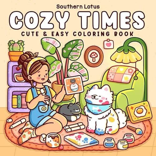 Cozy Times: Coloring Book for Adults and Teens Featuring Girls, Boys, and Pets in Chill Moments and Relaxing Times for Relaxation (Cute & Easy Coloring) - Image 1