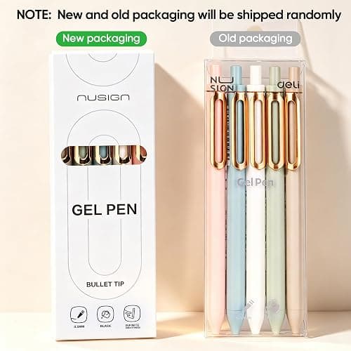 NUSIGN Gel Pens, 0.5mm Retractable Black Ink Rolling Ball Gel Pen,5 Pcs | Fine Point, Quick Dry ,Smooth Writing, No Bleed for Journaling Note Taking, Home School Office Supplies thumbnail 4