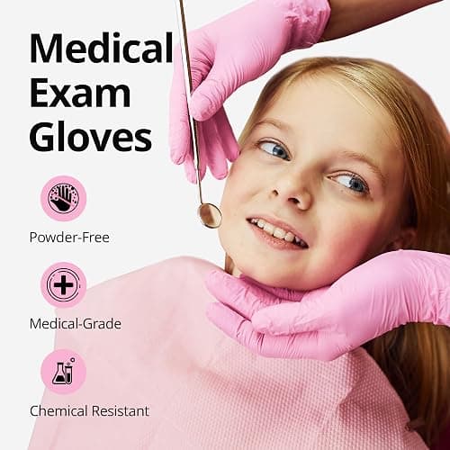 SwiftGrip Pink Nitrile Gloves, 3-mil, Industrial Gloves Disposable Latex Free, for Cleaning & Esthetician, Rubber Powder-Free, 100-ct Box (Small) thumbnail 2