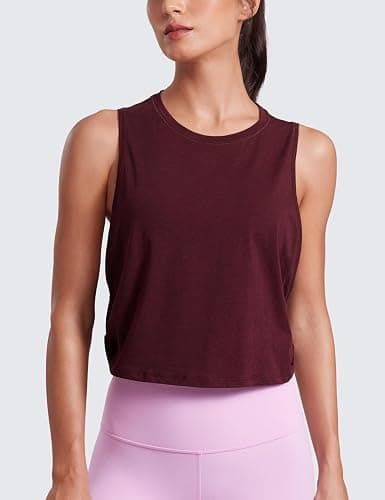 CRZ YOGA Pima Cotton Large Armhole Tank Tops for Women - Workout Sport Athletic Yoga Running Gym Loose Crop Sleeveless Shirts thumbnail 2