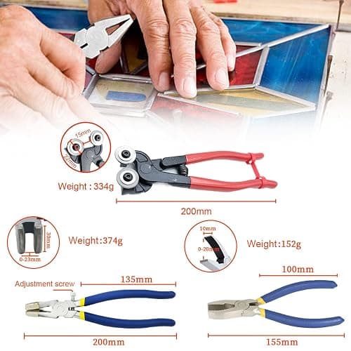 Stained Glass Kit, 23PCS Stained Glass Starter Tool Set, Professional Simple Making DIY Glass & Mosaic Tools Set,Glass Cutter Tool&Soldering Iron Kit for Glass Worker/Glas thumbnail 6