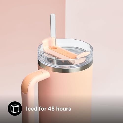 STANLEY Quencher H2.0 Flowstate Tumbler 1.2L - Cold for 11 Hours - Iced for 48 Hours - Metal Water Bottle with Straw, Handle and Lid - Dishwasher Safe - Travel Mug for Cold Drinks - Orange Cream thumbnail 4