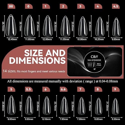 Cycullinyt 600pcs Sculpted Medium Stiletto Soft Gel Nail Tips, Professional False Nail Tips with Box - 14 Sizes Full Cover Clear Acrylic Press On Fake Nails for Extension Manicure Salon DIY at Home thumbnail 6