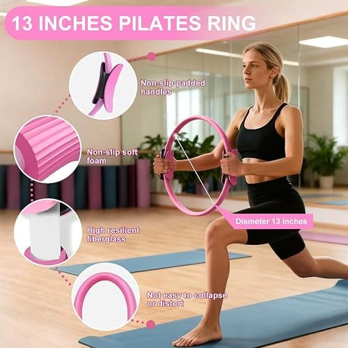 Janhemei Pilates Kit for Women, Pilates Equipment with 13'' Magic Circle, Pilates Ring and Ball Set with 5 Strength Bands, Hip Thrust Belt, Compact Workout Set at Home thumbnail 2