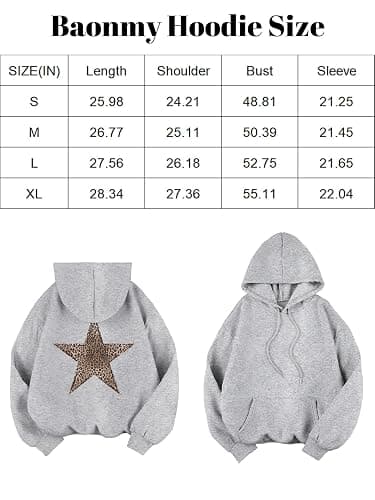 Baonmy Oversized Hoodies Women Star Leopard Print Hooded Preppy Fleece Sweatshirt Long Sleeve Y2K Graphic Hoodie with Pockets thumbnail 6