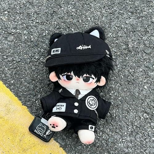 niannyyhouse 20cm Plush Doll Clothes Hat Coat Shirt Pants Backpack Glasses Black Cat Set 8in Doll Accessories Dress Up thumbnail 2
