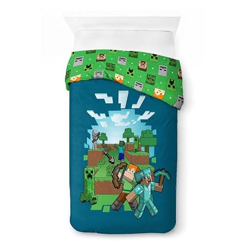 Jay Franco Duvet Cover Set – 2 Piece Comforter Cover and Sham Set, Super Soft Cozy Kids Bedding (Insert Not Included) Blue - Minecraft, Twin thumbnail 5