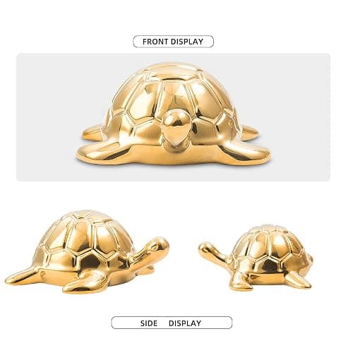 TQUPT Golden Turtle Statue Set,Sculptures Gold Turtle Ornament Ceramic Statue Home Accessories Gold Desk Home Indoor Decorative Collectible Decor or Elders (3 Pieces) thumbnail 5