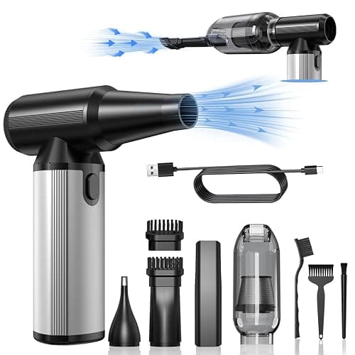 Compressed Air Duster, 2-in-1 Duster Blower & Vacuum with 320000RPM Super Power, Electric Air Duster Rechargeable, 3-Gear Adjustable Air Blower for Keyboard, Computer, Car, Home, and Outdoor Cleaning - Image 1