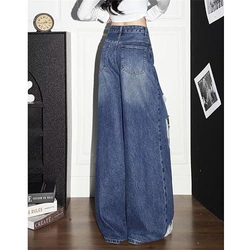 Baggy Jeans for Women Y2k Streetwear Vintage Wide Leg Loose Fit, Extra Baggy Jeans Wide Leg Women Y2k Retro Streetwear Ripped thumbnail 3