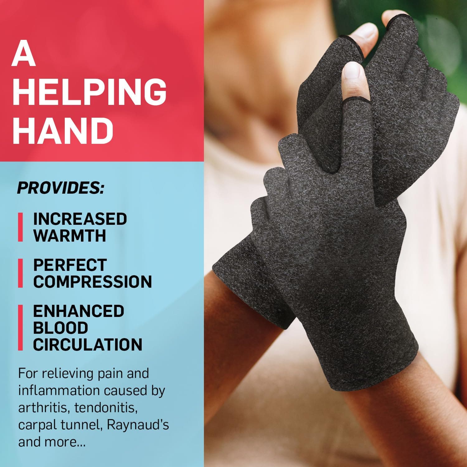 Open-Fingertip Arthritis Gloves, Compression Gloves Raynauds Gloves, Fingerless Gloves Men & Women thumbnail 4