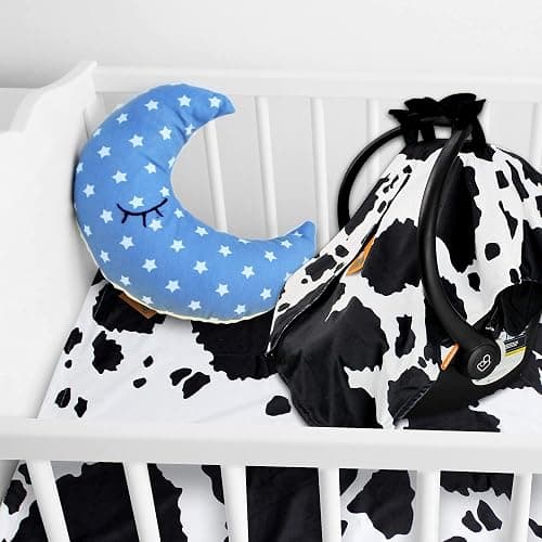 Dear Baby Gear Car Seat Cover for Boys & Girls - Baby Carseat Canopy w/Snap Opening - Infant Seat Cover - Stroller & Nursing Covers - Newborn Carrier Canopy - 40x30 (Black and White Holstein Cow) thumbnail 7