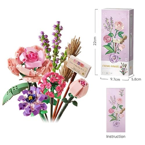 ZIYOSTAR Mini Bricks Flower Bouquet Building Sets, DIY Unique Decoration Home, 547 PCS Artificial Flowers for Ages 8-12 Years Old Girl for Gift, Adults thumbnail 2